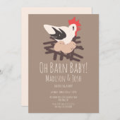 ロースターバーンドアニマルズファームベビーシャワーアート 招待状 (正面/裏面)