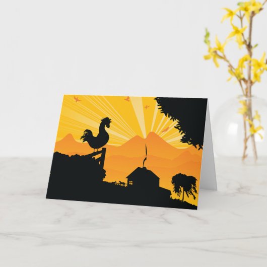 ロースターファームの風景グリーティングカード カード (黄色い花)