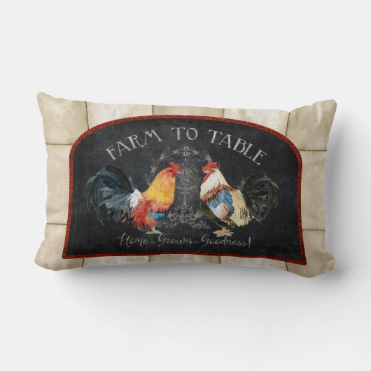ロースターファームハウスファームツーテーブルチョークレッドブラック ランバークッション (裏面)