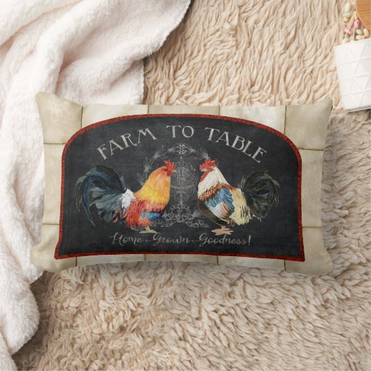 ロースターファームハウスファームツーテーブルチョークレッドブラック ランバークッション (ブランケット)