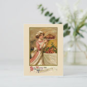 ローストの七面鳥を持つ女の子 シーズンポストカード (スタンド正面)