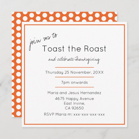 ローストサンクスギビングモダンディナーパーティーに乾杯 招待状 (正面/裏面)