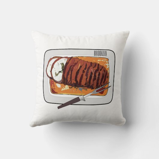 ローストターキーの胸の漫画イラストレーション クッション (裏面)