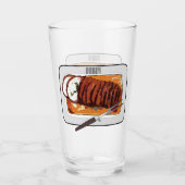 ローストターキーの胸の漫画イラストレーション タンブラーグラス (正面)