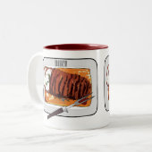 ローストターキーの胸の漫画イラストレーション ツートーンマグカップ (正面左)