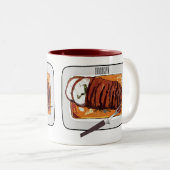 ローストターキーの胸の漫画イラストレーション ツートーンマグカップ (正面右)