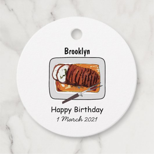 ローストターキーの胸の漫画イラストレーション フェイバータグ (正面)