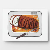 ローストターキーの胸の漫画イラストレーション フォトプラーク (正面)