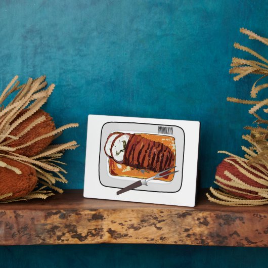 ローストターキーの胸の漫画イラストレーション フォトプラーク (側面)