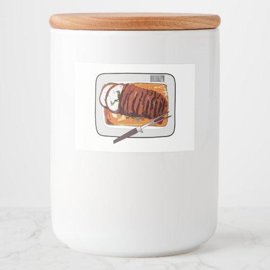 ローストターキーの胸の漫画イラストレーション フードラベル (正面)