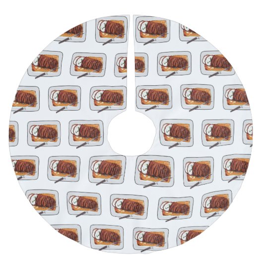 ローストターキーの胸の漫画イラストレーション ブラッシュドポリエステルツリースカート (正面)