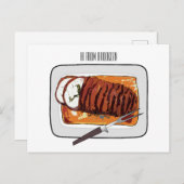 ローストターキーの胸の漫画イラストレーション ポストカード (正面/裏面)