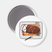 ローストターキーの胸の漫画イラストレーション マグネット (正面/裏面)