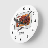 ローストターキーの胸の漫画イラストレーション ラウンド壁時計 (傾斜)