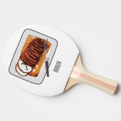 ローストターキーの胸の漫画イラストレーション 卓球ラケット (横)