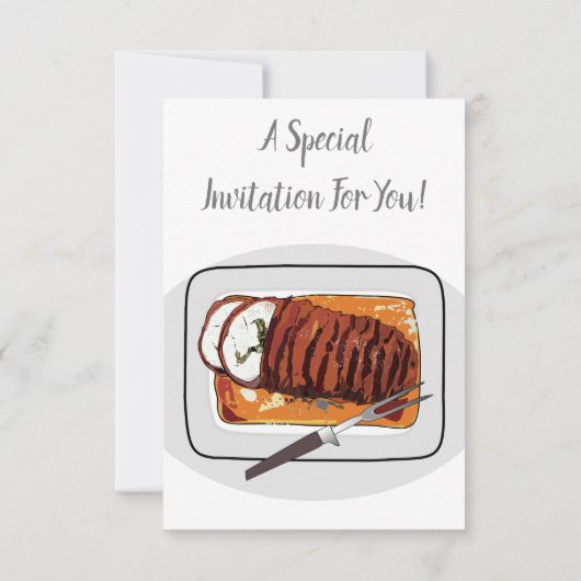 ローストターキーの胸の漫画イラストレーション 招待状 (裏面)