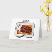 ローストターキーの胸肉の漫画イラスト カード (黄色い花)