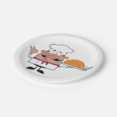 ローストターキーを持つ漫画シェフ ペーパープレート (アングル)