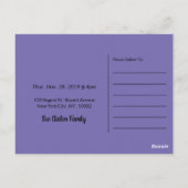 ローストターキー、感謝祭ディナー ポストカード (裏面)