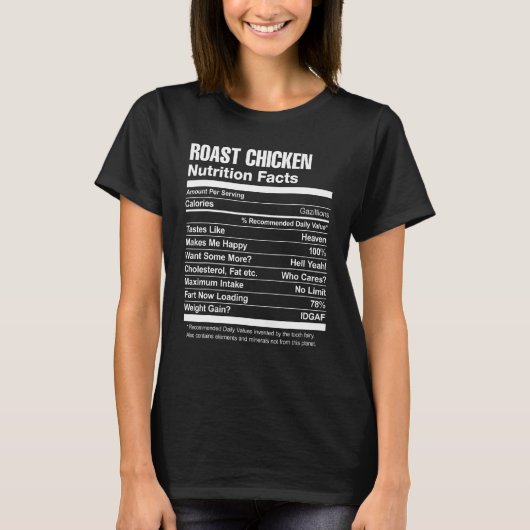 ローストチキンの栄養成分表示グラフィック Tシャツ (正面)