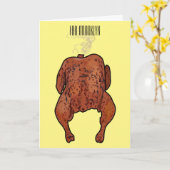 ローストチキン漫画イラストレーション カード (黄色い花)