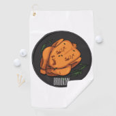 ローストチキン漫画イラストレーション ゴルフタオル (インサイチュ)