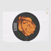 ローストチキン漫画イラストレーション ゴルフタオル (横)