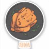 ローストチキン漫画イラストレーション シール (正面)