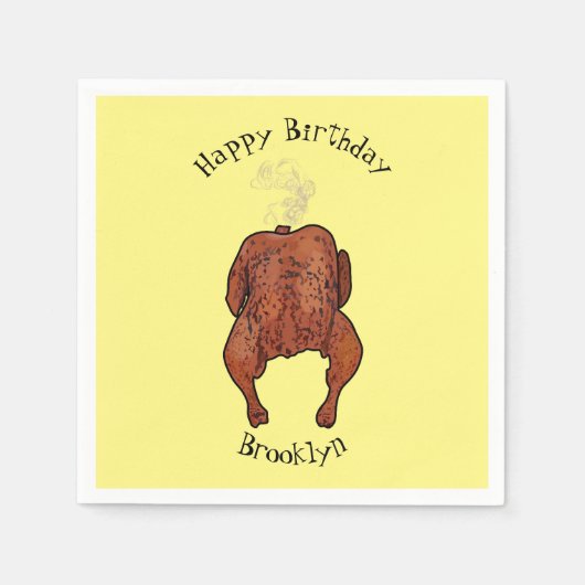 ローストチキン漫画イラストレーション スタンダードカクテルナプキン (正面)