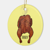 ローストチキン漫画イラストレーション セラミックオーナメント (左)