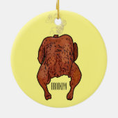 ローストチキン漫画イラストレーション セラミックオーナメント (裏面)