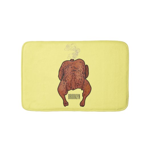 ローストチキン漫画イラストレーション バスマット (正面)