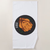 ローストチキン漫画イラストレーション ビーチタオル (正面)