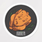 ローストチキン漫画イラストレーション ラベル (デザイン1)