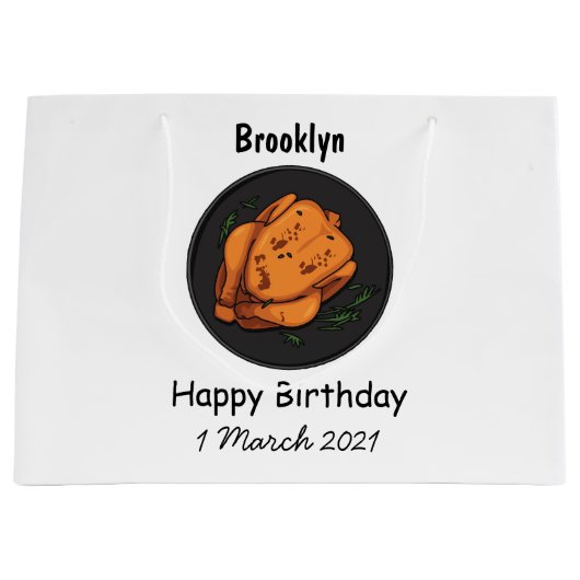 ローストチキン漫画イラストレーション ラージペーパーバッグ (正面)