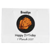 ローストチキン漫画イラストレーション ラージペーパーバッグ (裏面)