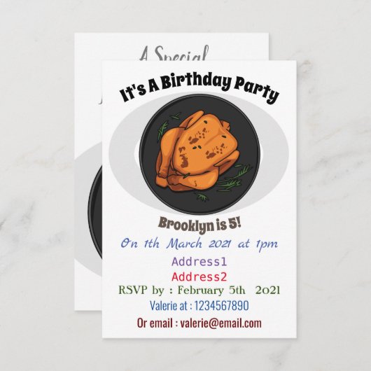 ローストチキン漫画イラストレーション 招待状 (正面/裏面)