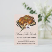 ローストトルコのフローラは日付を保存サンクスギビング ポストカード (スタンド正面)