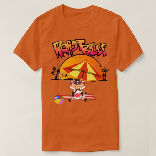 ローストビーフ牛ビーチT Tシャツ (デザイン正面)