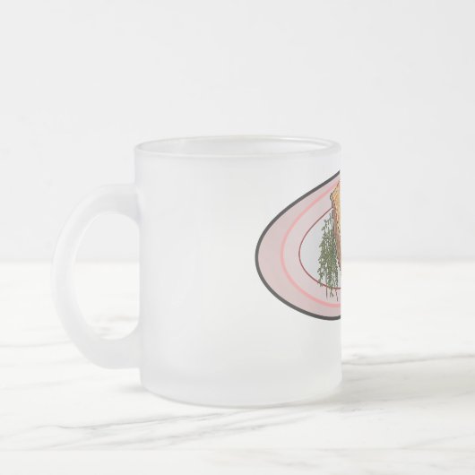 ローストポークベリー漫画イラストレーション フロストグラスマグカップ (左)