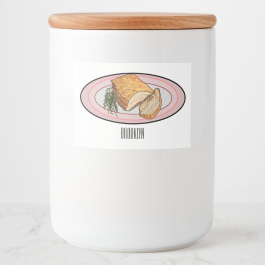 ローストポークベリー漫画イラストレーション フードラベル (正面)