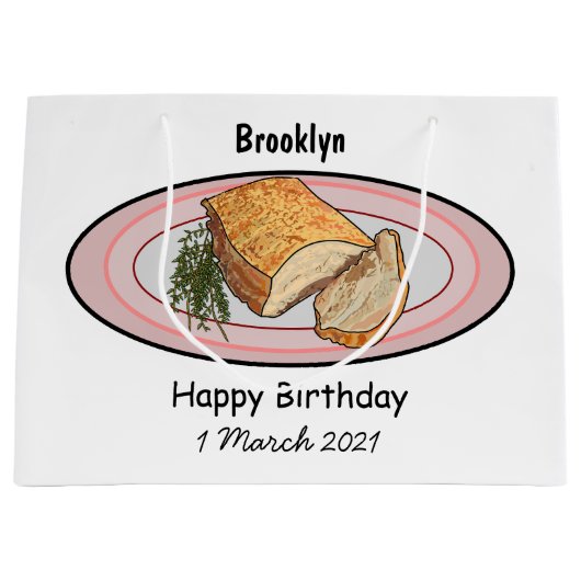 ローストポークベリー漫画イラストレーション ラージペーパーバッグ (正面)