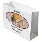 ローストポークベリー漫画イラストレーション ラージペーパーバッグ (裏面アングル)