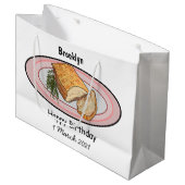 ローストポークベリー漫画イラストレーション ラージペーパーバッグ (正面アングル)