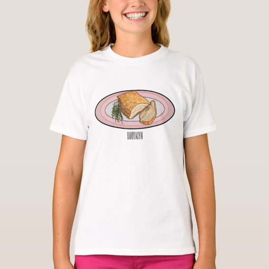 ローストポークベリー漫画イラストレーション Tシャツ (正面)