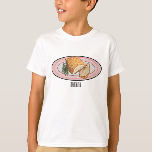 ローストポークベリー漫画イラストレーション Tシャツ (正面)