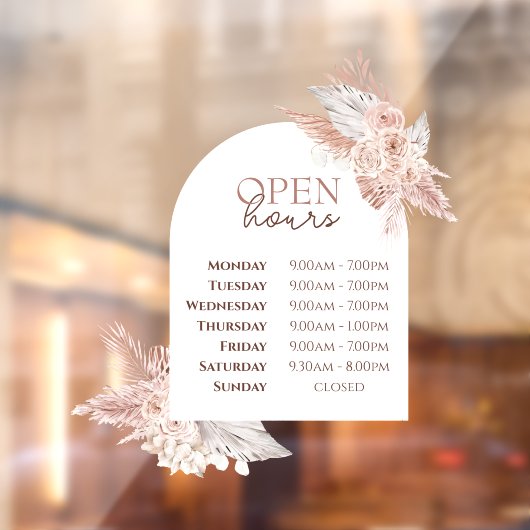 ローズとアーチの営業時間窓用シール ウィンドウサイン (シート2)