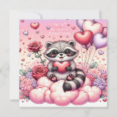 ローズとハートのラクーン バレンタインカード シーズンカード (正面)