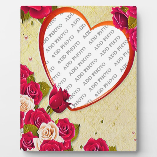 ローズとハートフレーム お写真を追加 プレート フォトプラーク (正面)
