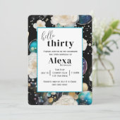 ローズとバブル アブストラクト 30歳誕生日パーティー 招待状 (スタンド正面)